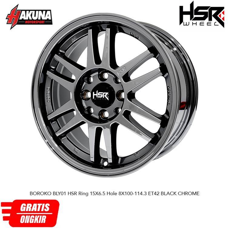 VELG MODEL RPF1 R15 BOROKO BLY01 HSR BLACK CHROME UNTUK BRIO,AGYA,SIGRA,AVANZA,JAZZ,AYLA,CITY DLL