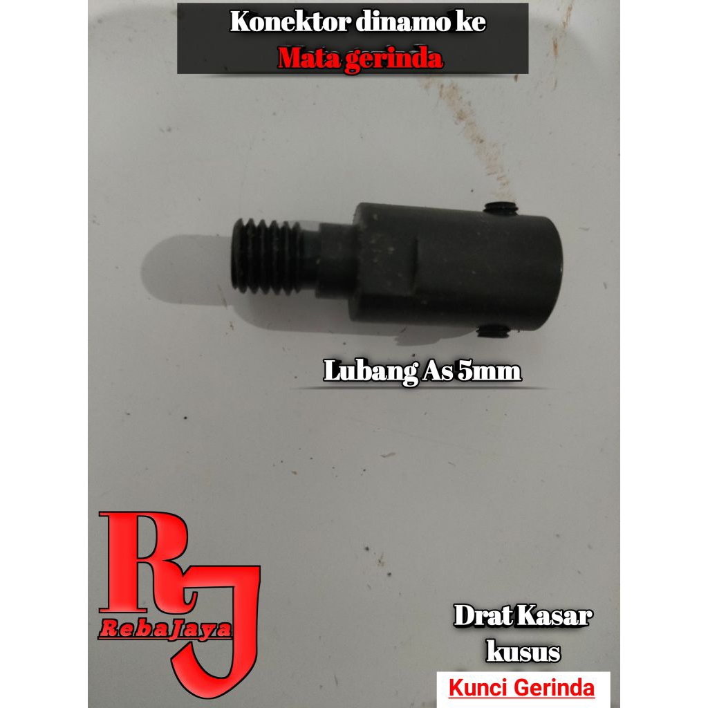 Konektor  Dinamo As5mm ke Mata gerinda bonus kunci L