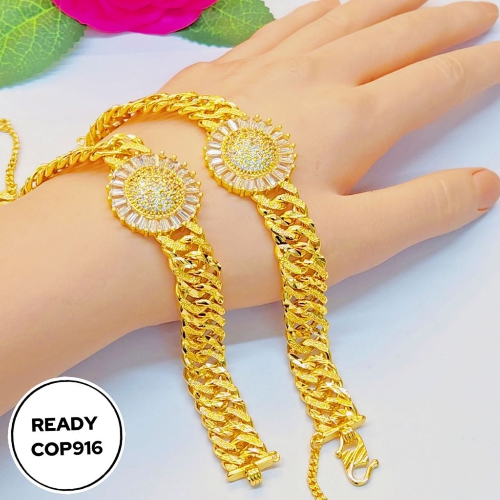 New Gelang Tangan Lipan Matahari Emas Saduran24k Emas Titanium Emas Bangkok F1