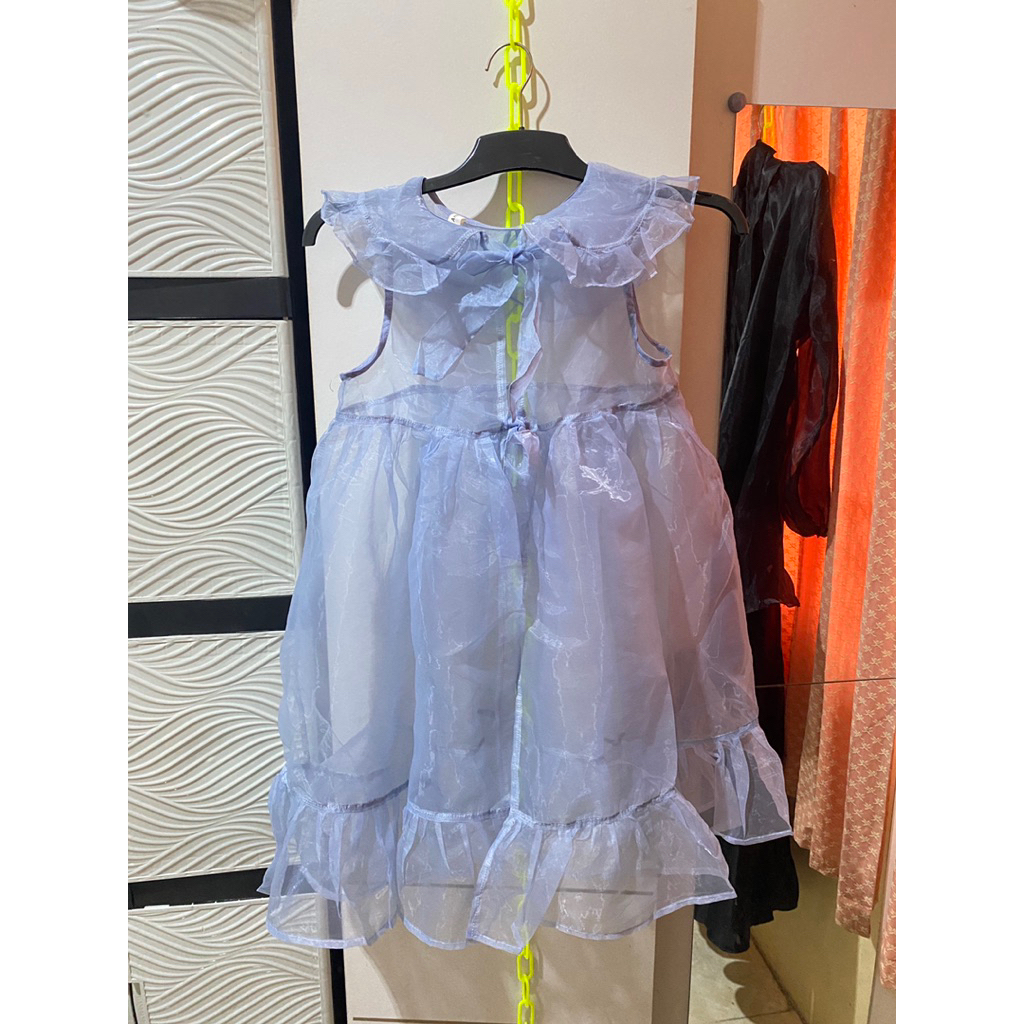 Dress outer anak perempuan 3-7 tahun biru pastel organza pesta fashion show sailor mewah cantik