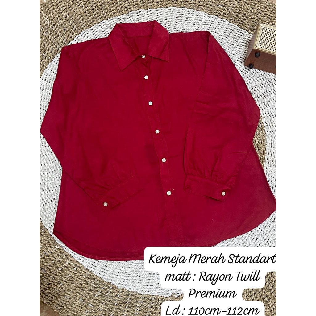 Kemeja Merah/Kemeja merah rayon/kemeja rayon standart/ kemeja merah /atasan merah