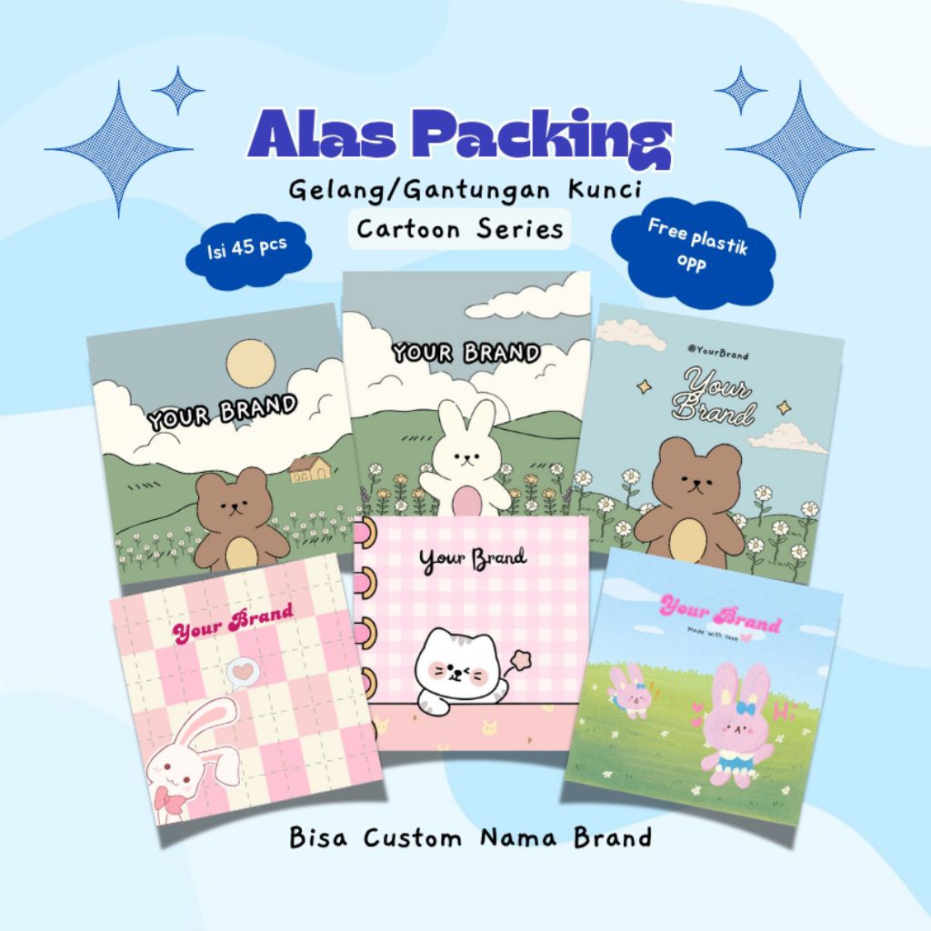 

Alas Packing Cartoon Isi 45 FREE PLASTIK Bisa Custom Desain | Bisa Custom Alas Kertas Packaging Aksesoris Gelang Gantungan Kunci Cincin