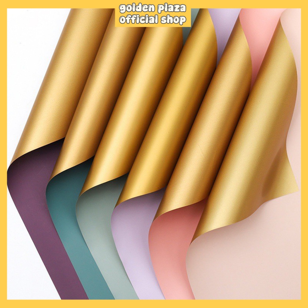 

Flower Wrapping Paper Bi Color Gold Kertas Buket Bunga Dua Warna Gold Cellophane KB6324