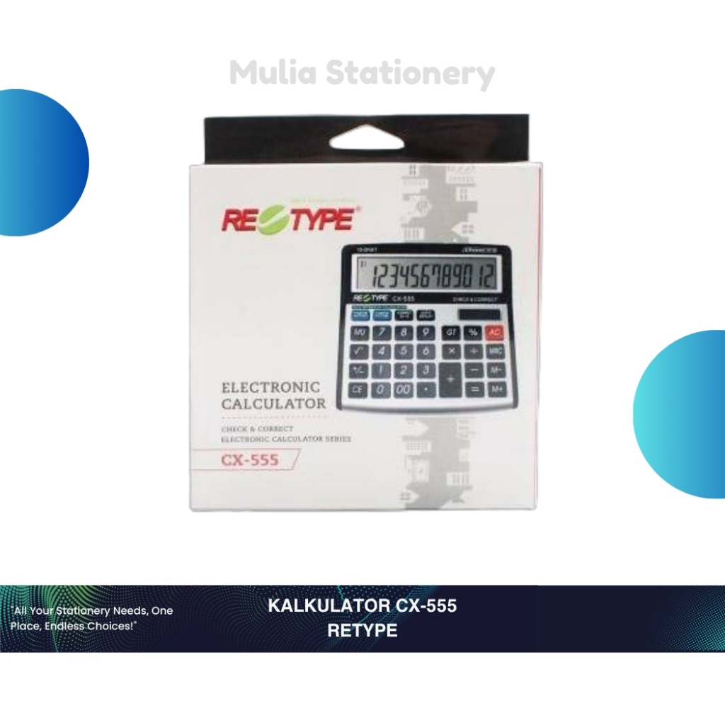 

Kalkulator Retype CX-555 / Kalkulator 12 Digit | RETYPE Calculator Check & Recheck CX-555 | Perlengkapan Kantor