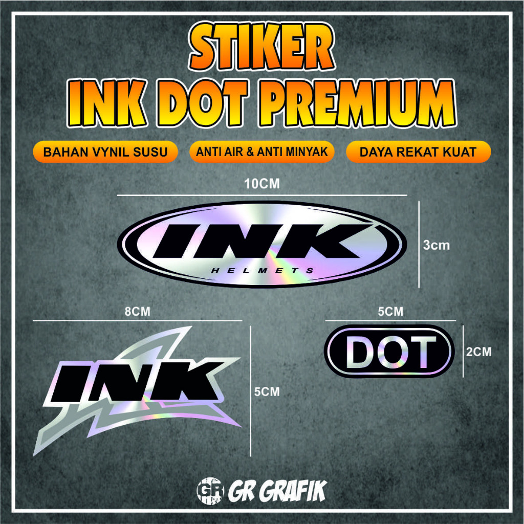 Stiker INK printing vinyl hologram 1 set / Stiker DOT / Stiker Logo Helm INK Hologram