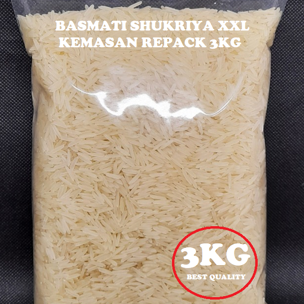 

Beras Basmati SHukriya Premium XXl Sella - Basmati India 3KG kemasan repack