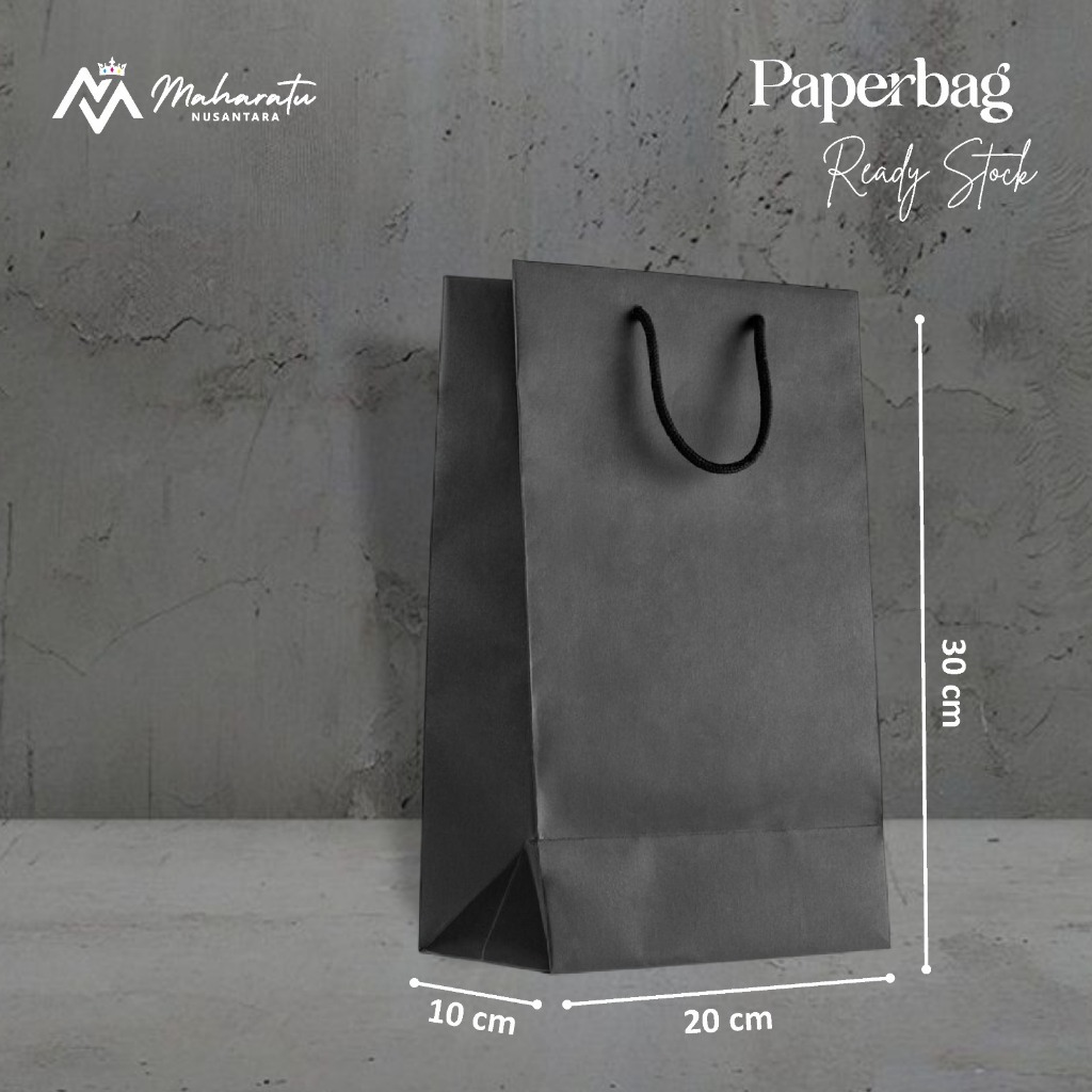 

[12 PCS] PAPER BAG HITAM POLOS - TAS SOUVENIR HAJATAN READY STOCK UK 20x30x10 CM