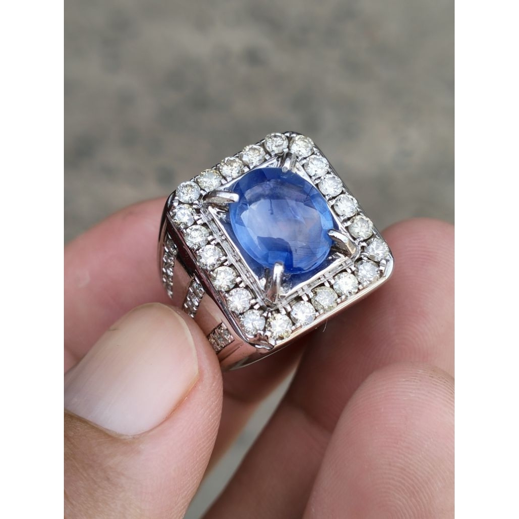 cincin blue safir Ceylon Srilanka ring paladium perak