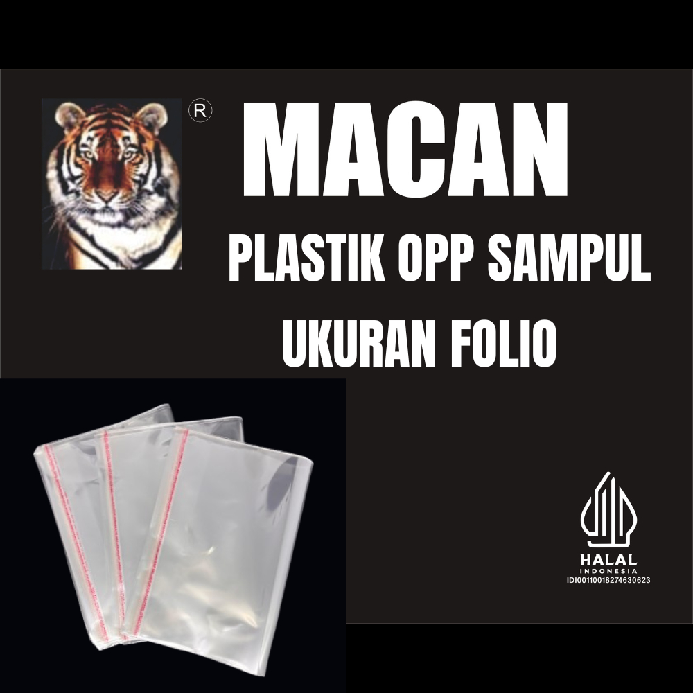 

Plastik OPP Macan Sampul Buku Tulis Ukuran Folio