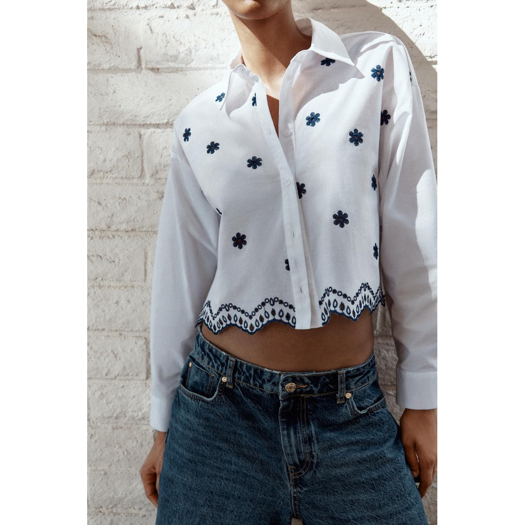 Floral Embroidery crop blouse