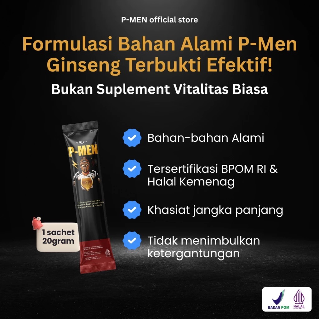 P-MEN Herbal Minuman Khusus Pria Suplemen Penambah Tenaga & Performa (3 Sachet 60g)