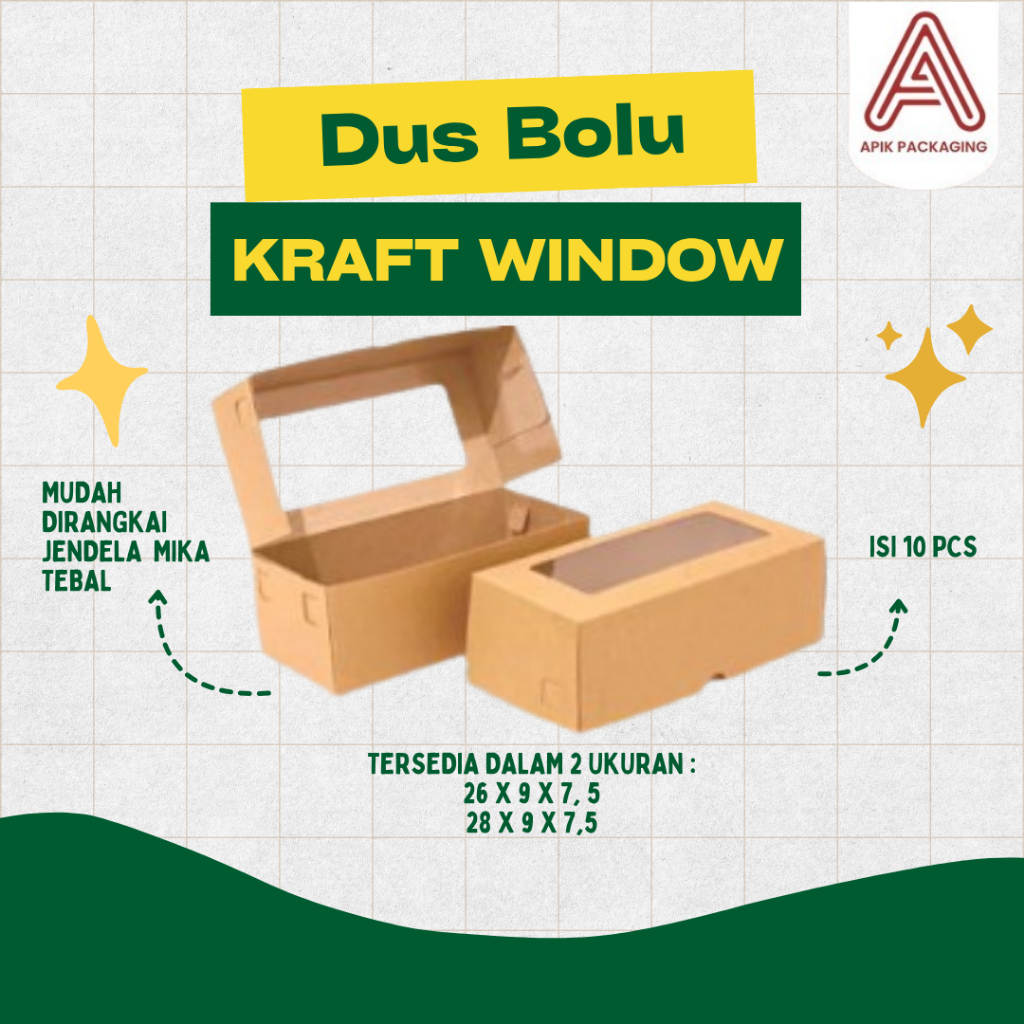 

Dus Kraft Window Laminasi Untuk Bolu Atau Roll Cake Isi 10pcs