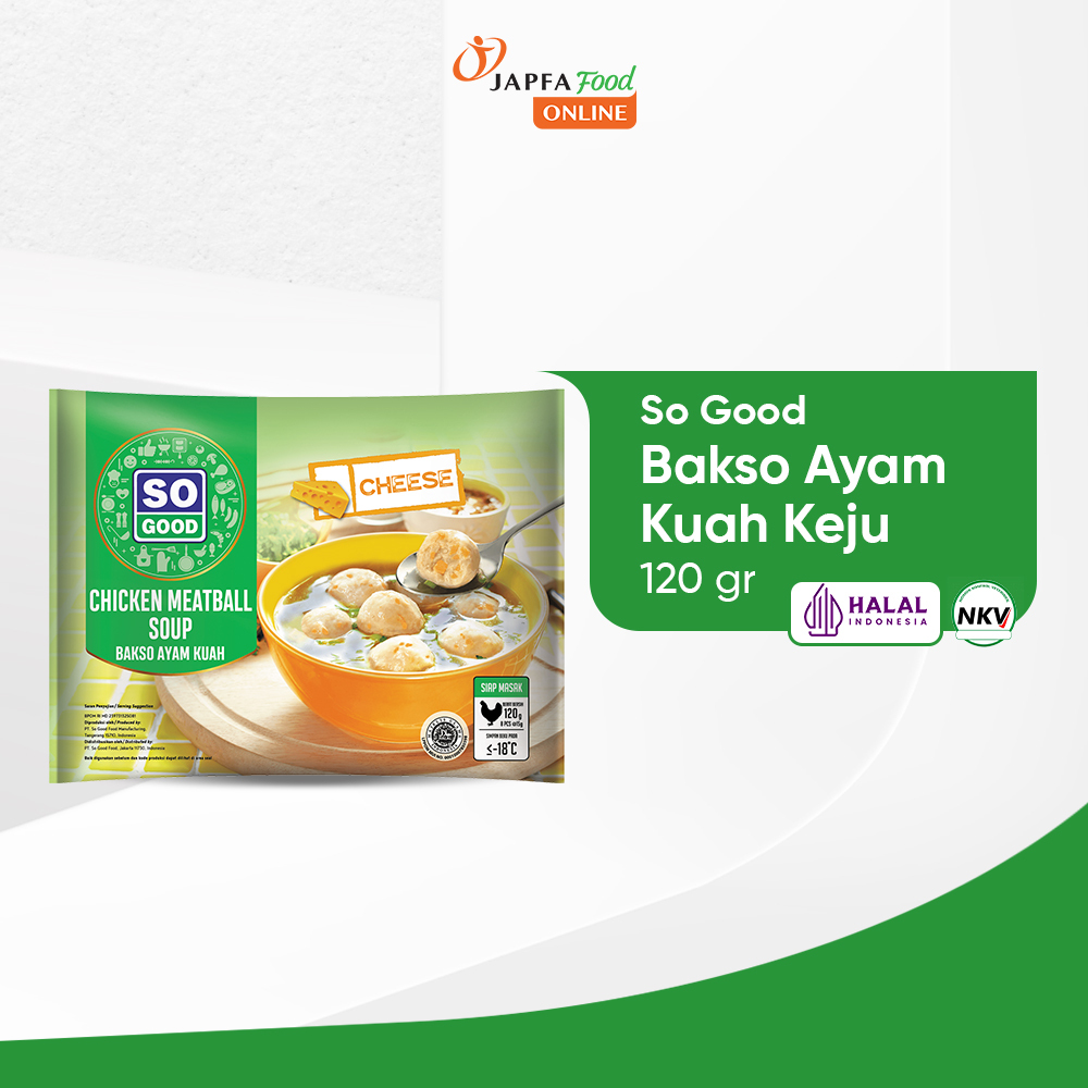 

So Good Bakso Ayam Kuah Keju 120gr / Bakso Ayam Keju Instant Halal dengan Kuah Spesial Siap Masak