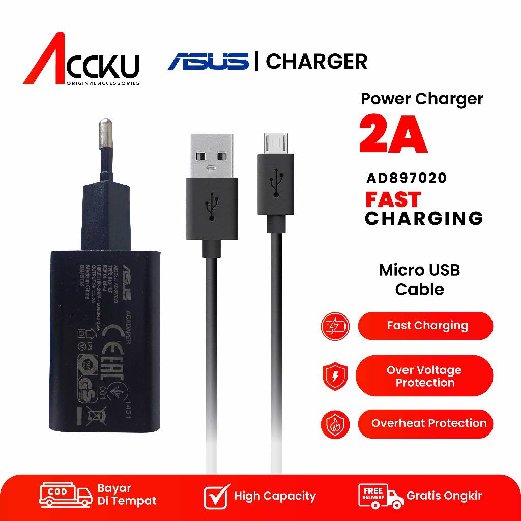Charger Asus Micro USB For Asus  Zenfone 2 / Zenfone 3 / Zenfone 4 / Zenfone5 / Zenfone Max Pro / M1