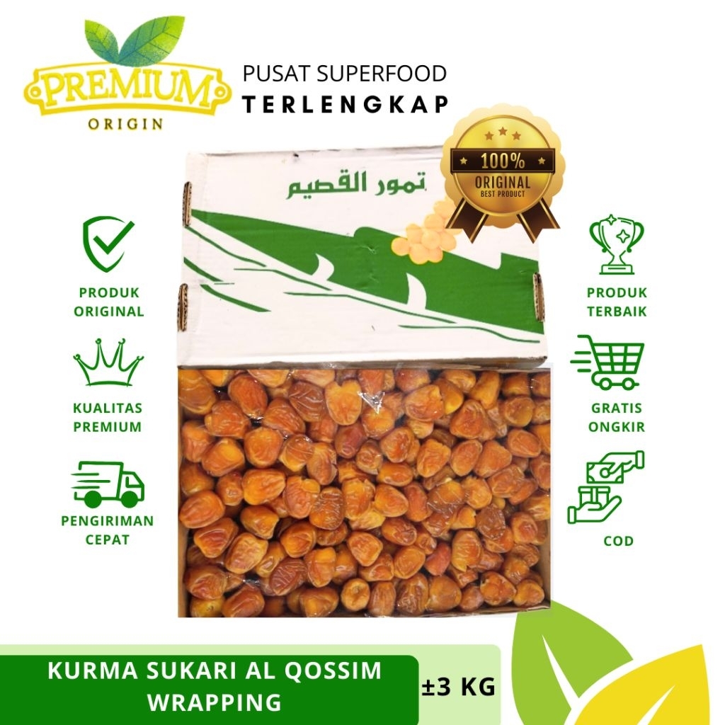 

Kurma Sukari Wrapping DUS 3 KG | Kurma Sukari Al Qossim DUS | Kurma Sukari | Kurma Sukari Oleh oleh Haji Umroh