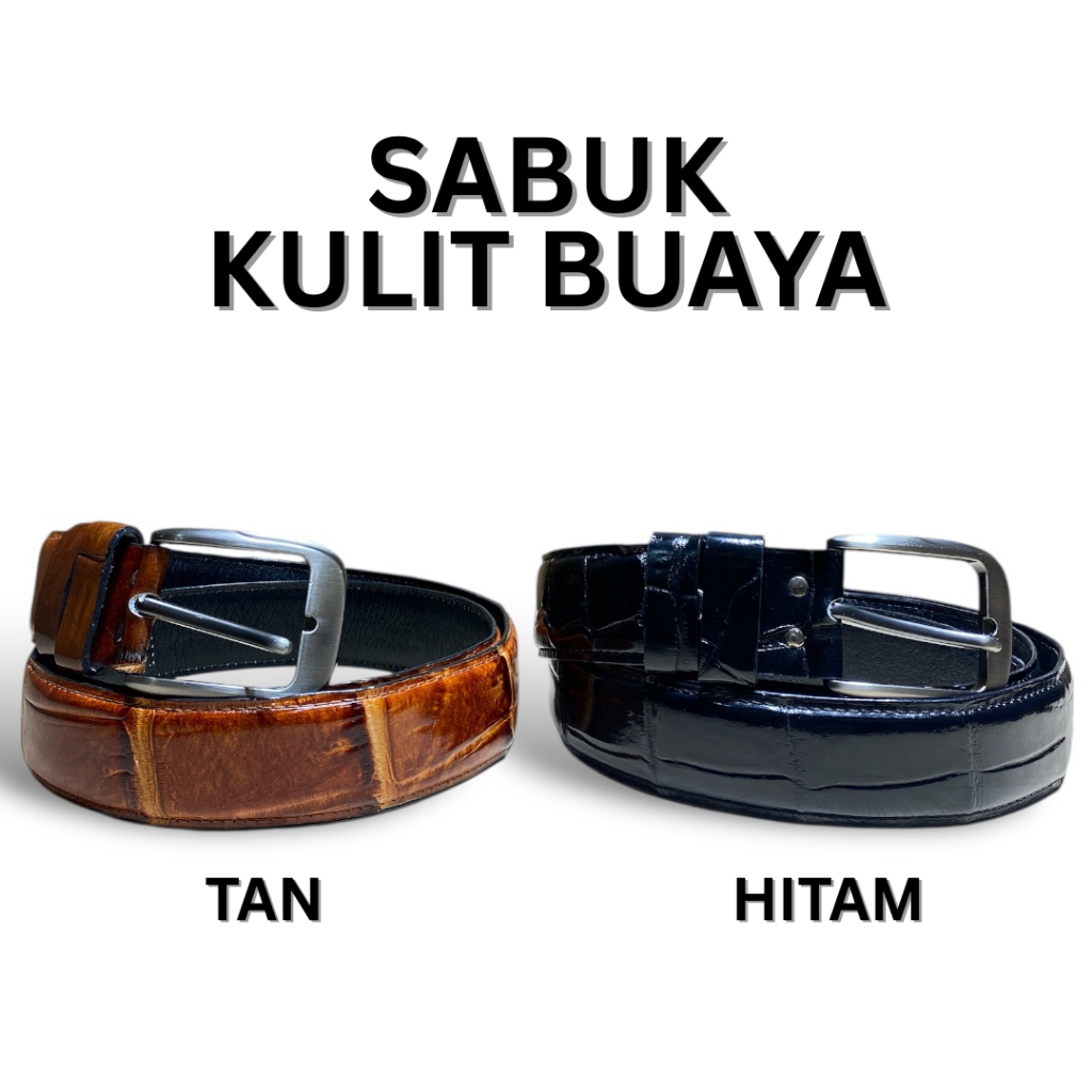 IKAT PINGGANG KULIT BUAYA LEBAR 4CM - IKAT PINGGANG KULIT BUAYA HITAM COKLAT -SABUK PRIA KULIT BUAYA