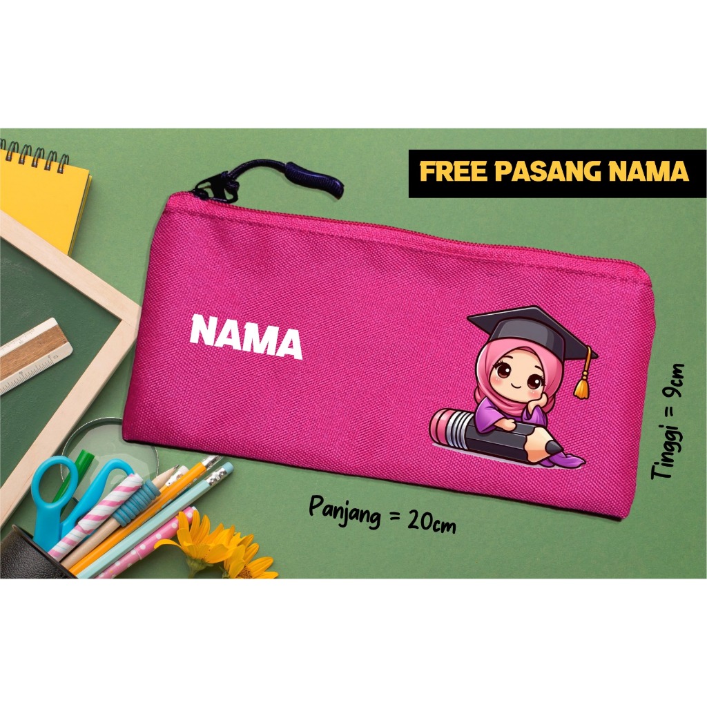 

FREE NAMA!! Tempat Pensil Kekinian Pencil Case Kostak Kotak Alat Tulis Atk Sekolah SD TK PAUD - Bisa Cod