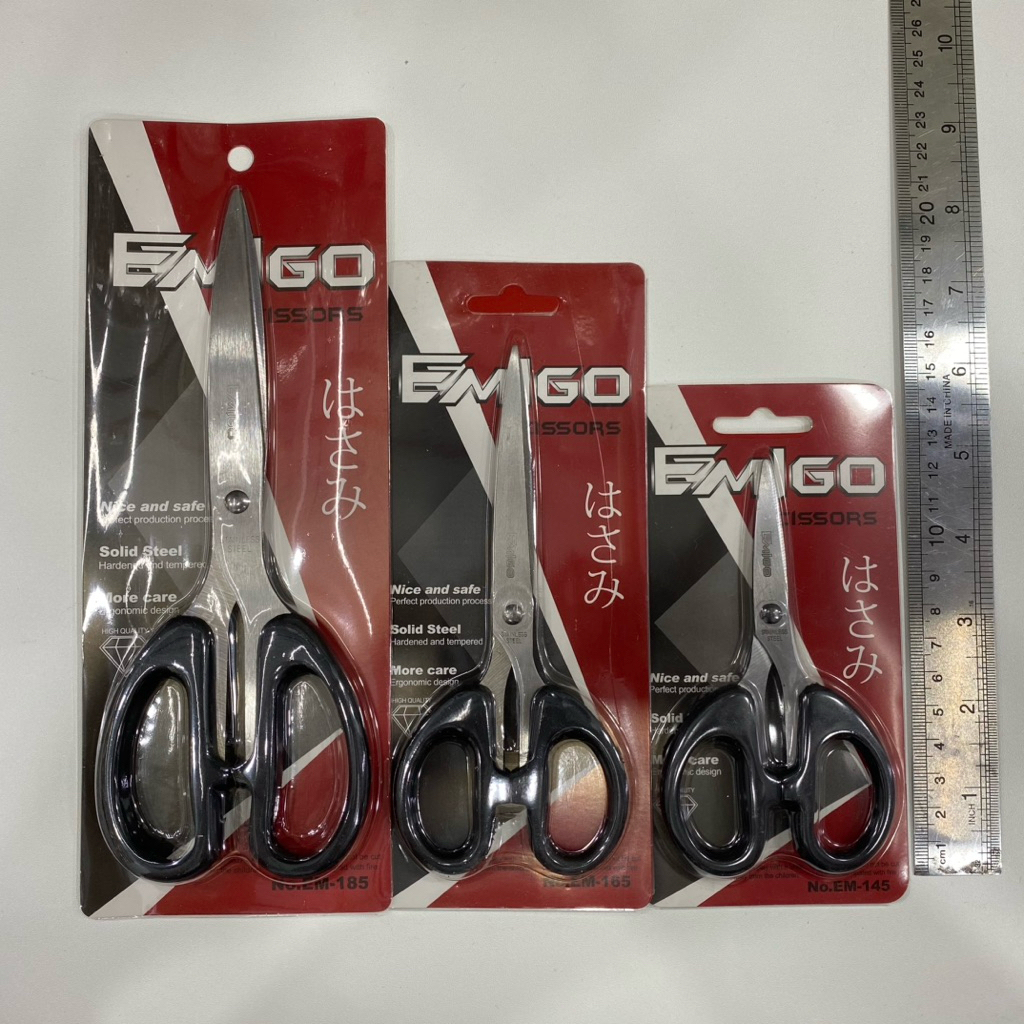 

12 pcs Gunting Emigo Kertas Gagang Hitam Grosir Satuan