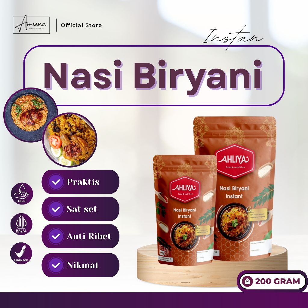 

Bumbu Nasi Biryani AHLIYA – Tanpa MSG, 100% Rempah Murni | 200 Gram
