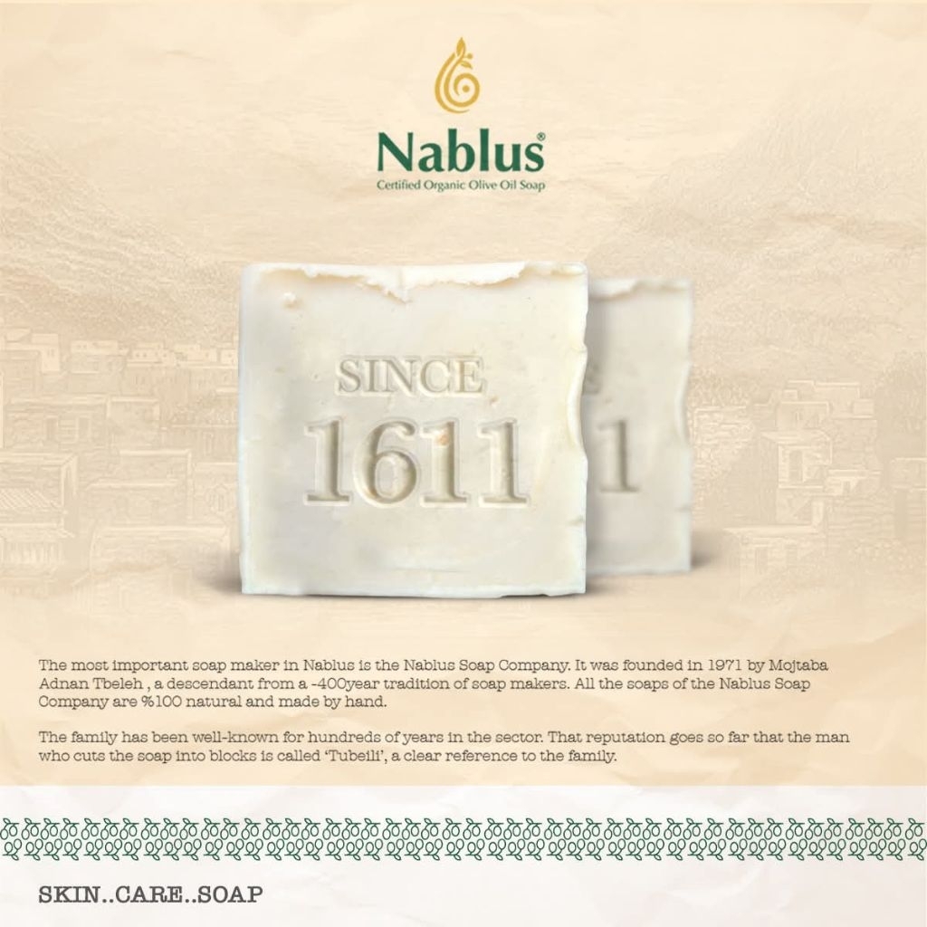 Sabun Organik Asli Palestina dengan Minyak Zaitun Murni (kemasan tradisional)