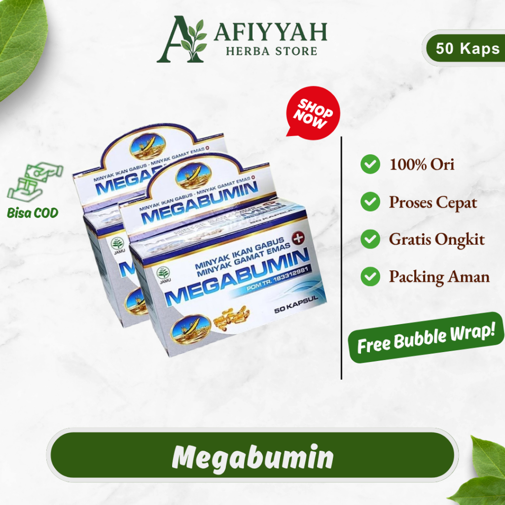 KAPSUL IKAN GABUS PLUS GAMAT EMAS MEGABUMIN ISI 50 KAPSUL / GAMAT Ikan Gabus