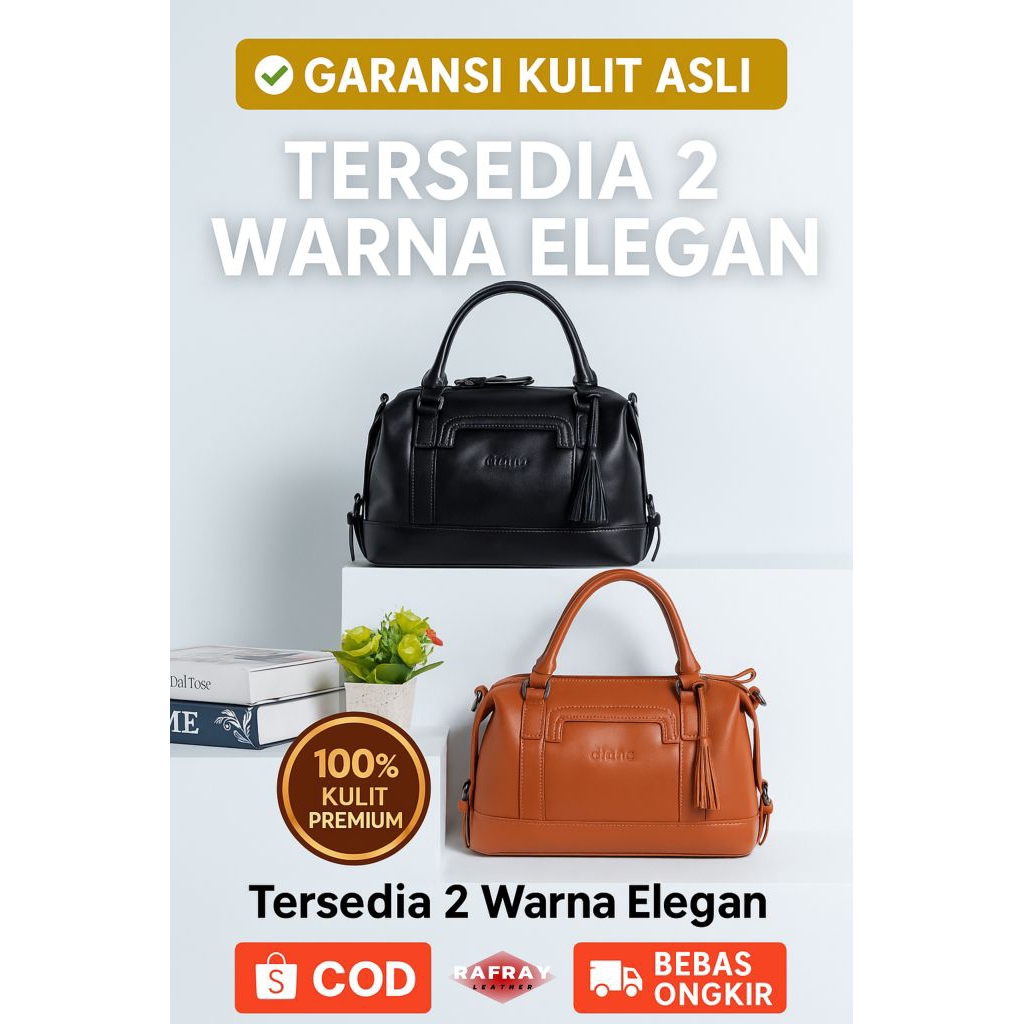Tas Wanita Kulit Asli Branded Elegan dan Mewah Alona Freya