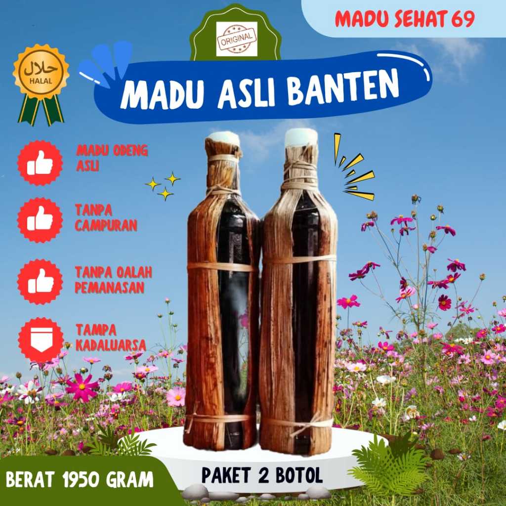 

[COD] Paket 2 Botol / Madu Asli Banten / Madu Odeng hutan Liar / Madu murni (berat 1950 gram)