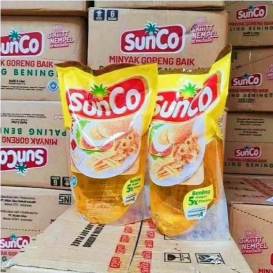 

SUNCO Minyak Goreng 1Lt dan 2Lt Sawit Dikiiit nempel Bening kemasan pouch
