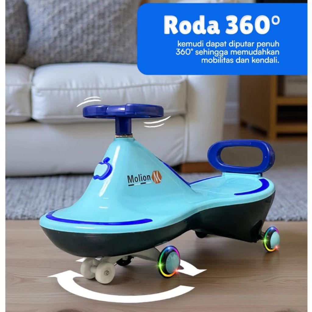 M1801 Molion Toys Balance Twist Car Apel Swing Car Mobil Mainan Anak Sorong, Mainan Kado Swing Car