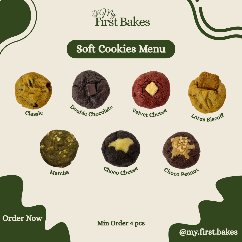 

(BUY 6 GET 1 FREE) SOFT COOKIES BY MY FIRST BAKES [min 4 pcs]