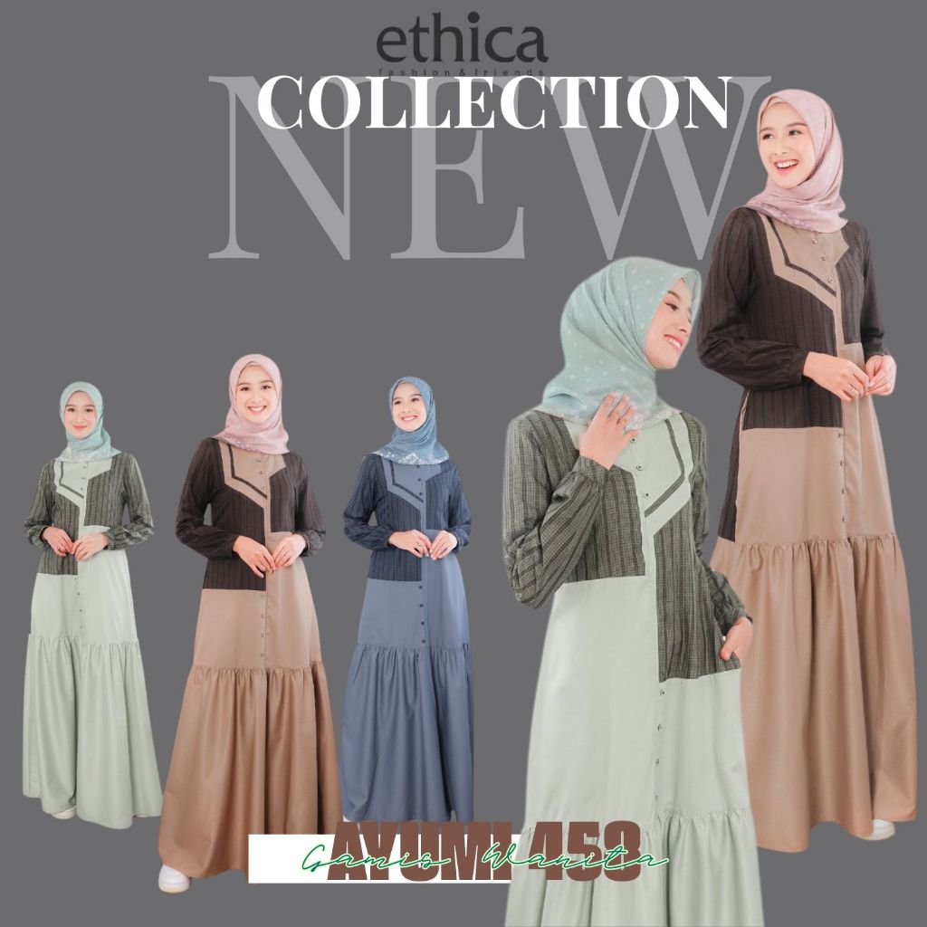 BAJU GAMIS WANITA ETHICA AYUMI 458  / BAJU DRESS GAMIS KATUN VALDENA CASUAL & SIMPLE