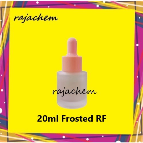 Botol Pipet Kaca Frosted 20 ML Bahu Datar Tutup Pink - Pipet Kaca Premium 20ml