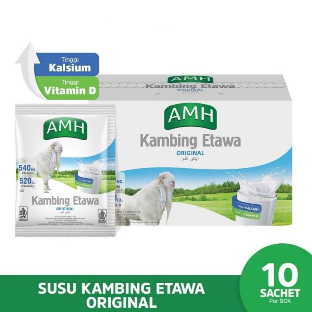 

SUSU KAMBING BUBUK AMH ORIGINAL/KEMASAN BOX PUTIH ORIGINAL/ISI 10 SACHET/SUSU