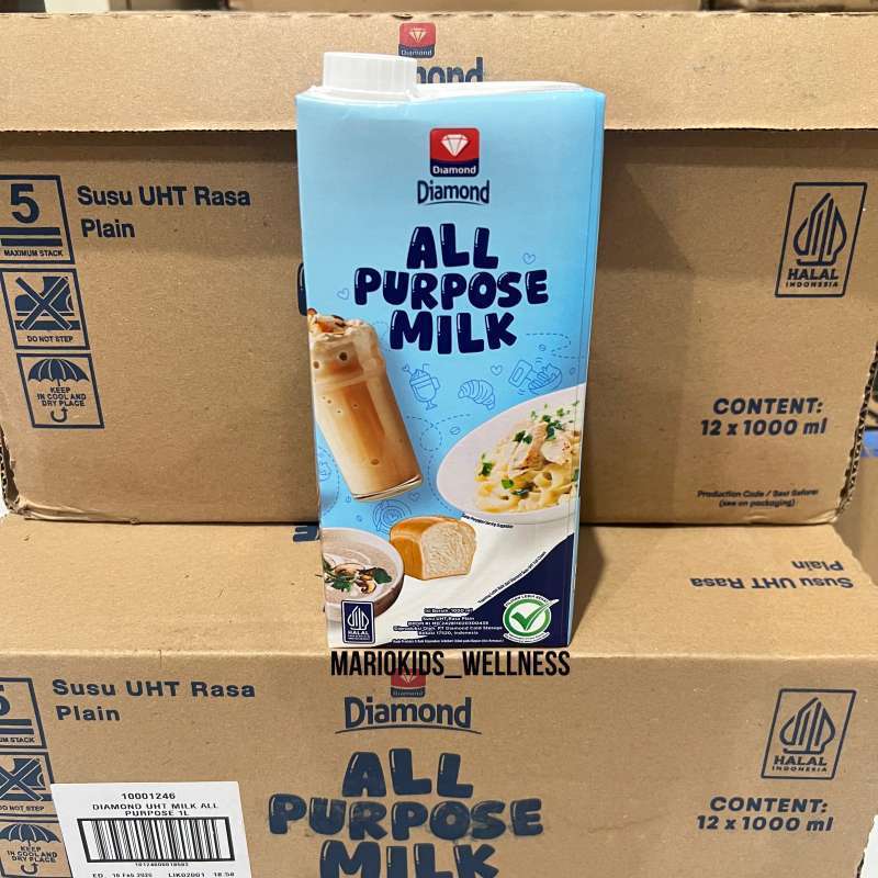 

1 DUS 12 Pcs Diamond Susu UHT ALL Purpose Milk 1L
