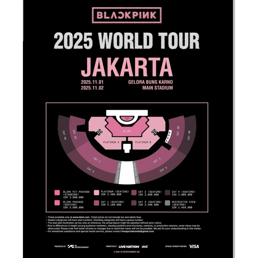 TIKET BLACKPINK BLINK PIT , BLINK PACKAGE BLACKPINK DEADLINE WORLD TOUR JAKARTA VIP