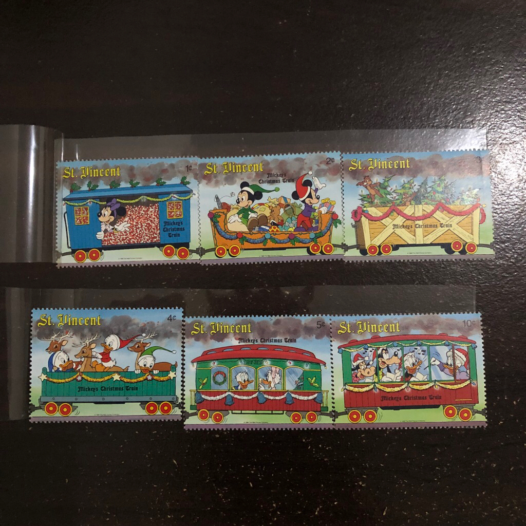 

Perangko Anak Disney Stamp Mickey Minnie Mouse St. Vincent Christmas Train Donald Daisy Duck