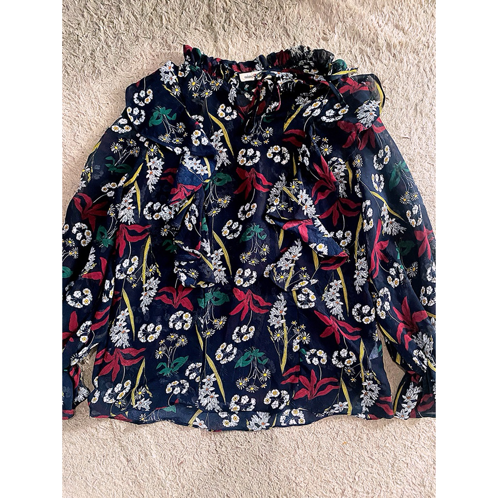 Blouse Sifon Motif Bunga