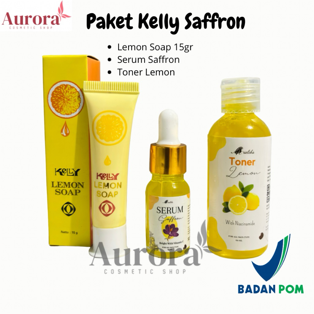 Paket Kelly Lemon Soap 15gr + Serum Saffron + Toner Lemon