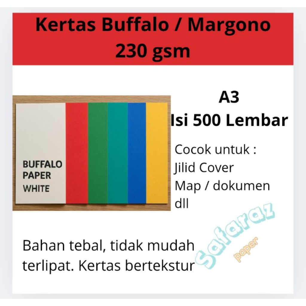 

Kertas Buffalo 230 GSM A3 Isi 1 Rim / 500 Lembar | Tebal & Kaku | Kertas Cover Skripsi Proposal Dokumen Resmi - Warna Pilihan Lengkap