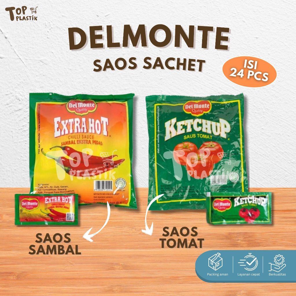 

DELMONTE saos sambal extra pedas & saos tomat sachet 24 pcs