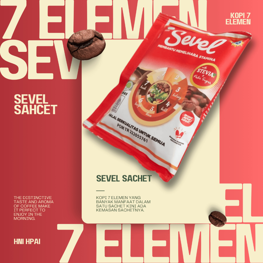 

Kopi 7 Elemen Kemasan Sachet - Satu Sachet Banyak Manfaat - Kopi 7 Elemen / Sevel - HNI HPAI