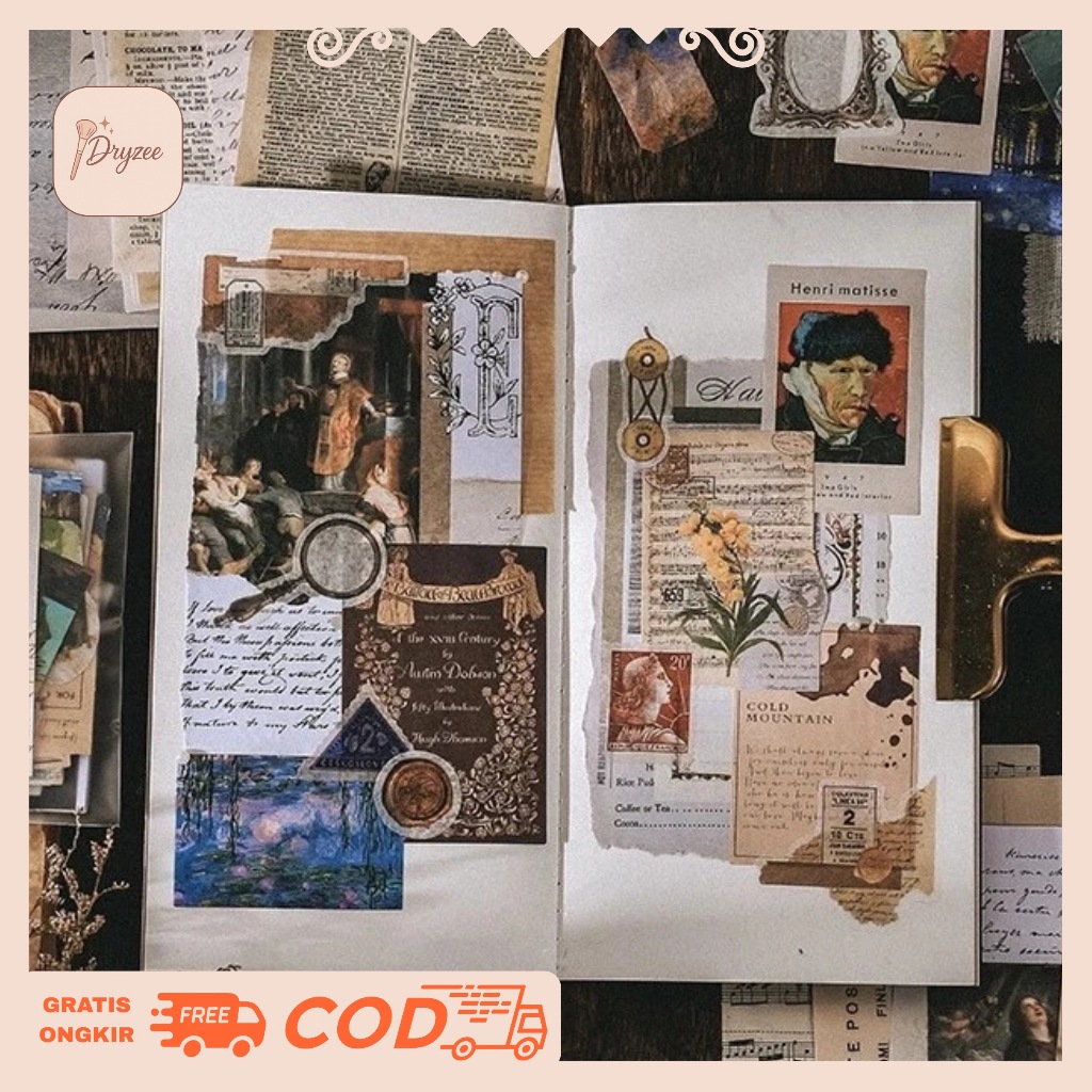 

Kertas Deco Paper Kertas Sticker Vintage Aesthetic Retro Clip Stutter 200 Lembar - MB14