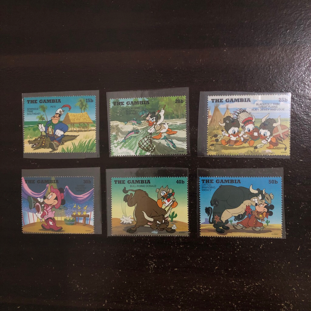 

perangko anak disney stamp the gambia donald huey dewey louie duck minnie mickey mouse