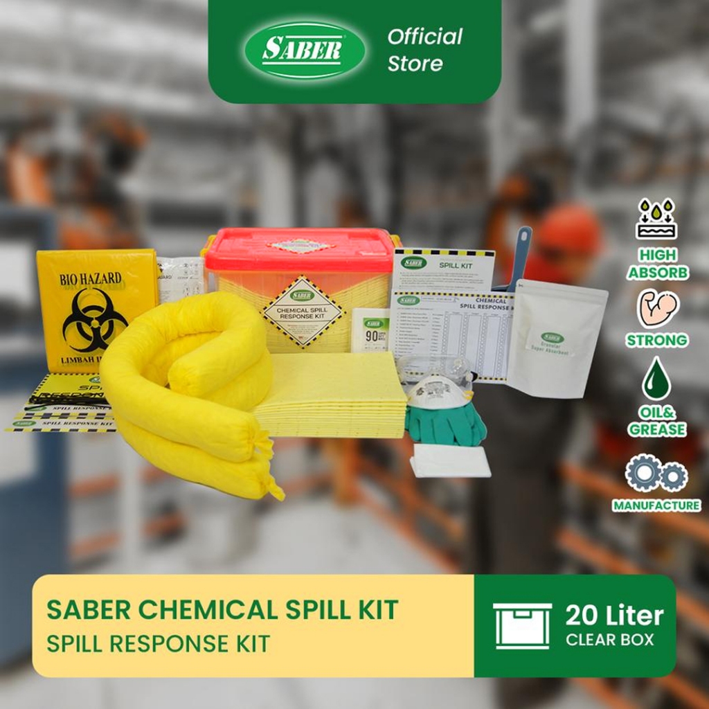 SABER CHEMICAL SPILL RESPONSE KIT - CLEAR BOX 20 LITER - SC20-SK/CB