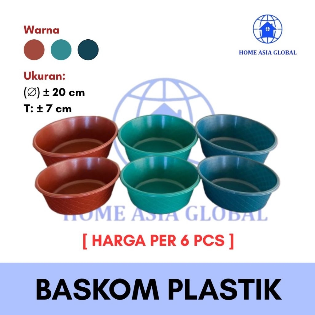 6 PCS BASKOM PLASTIK UK 12 / BASKOM HAJATAN / BASKOM RIUNGAN / BASKOM BERKAH / BASKOM SELAMETAN / GR