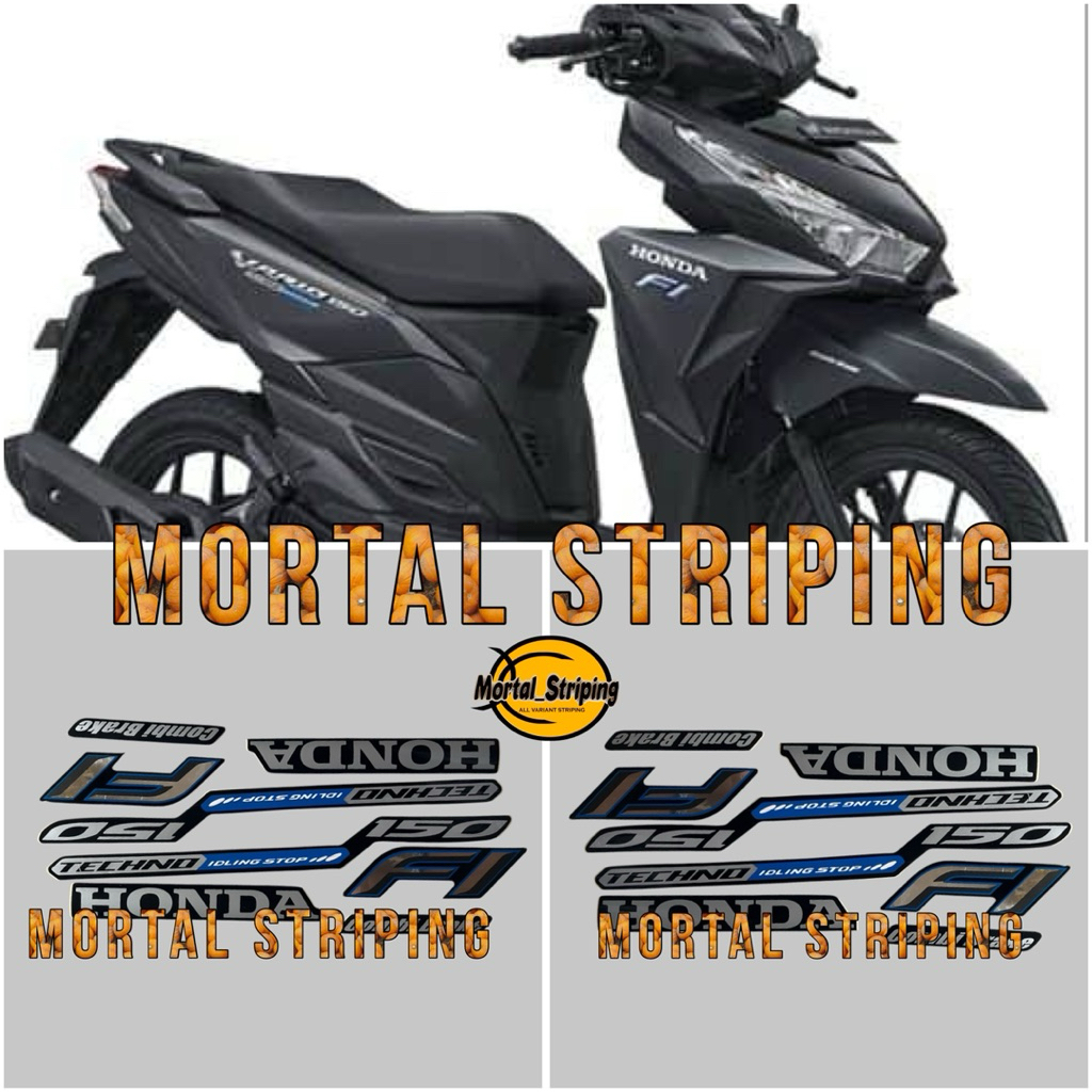 STIKER STRIPING LIS LES BODY VARIO 150 TECHNO LED OLD HITAM