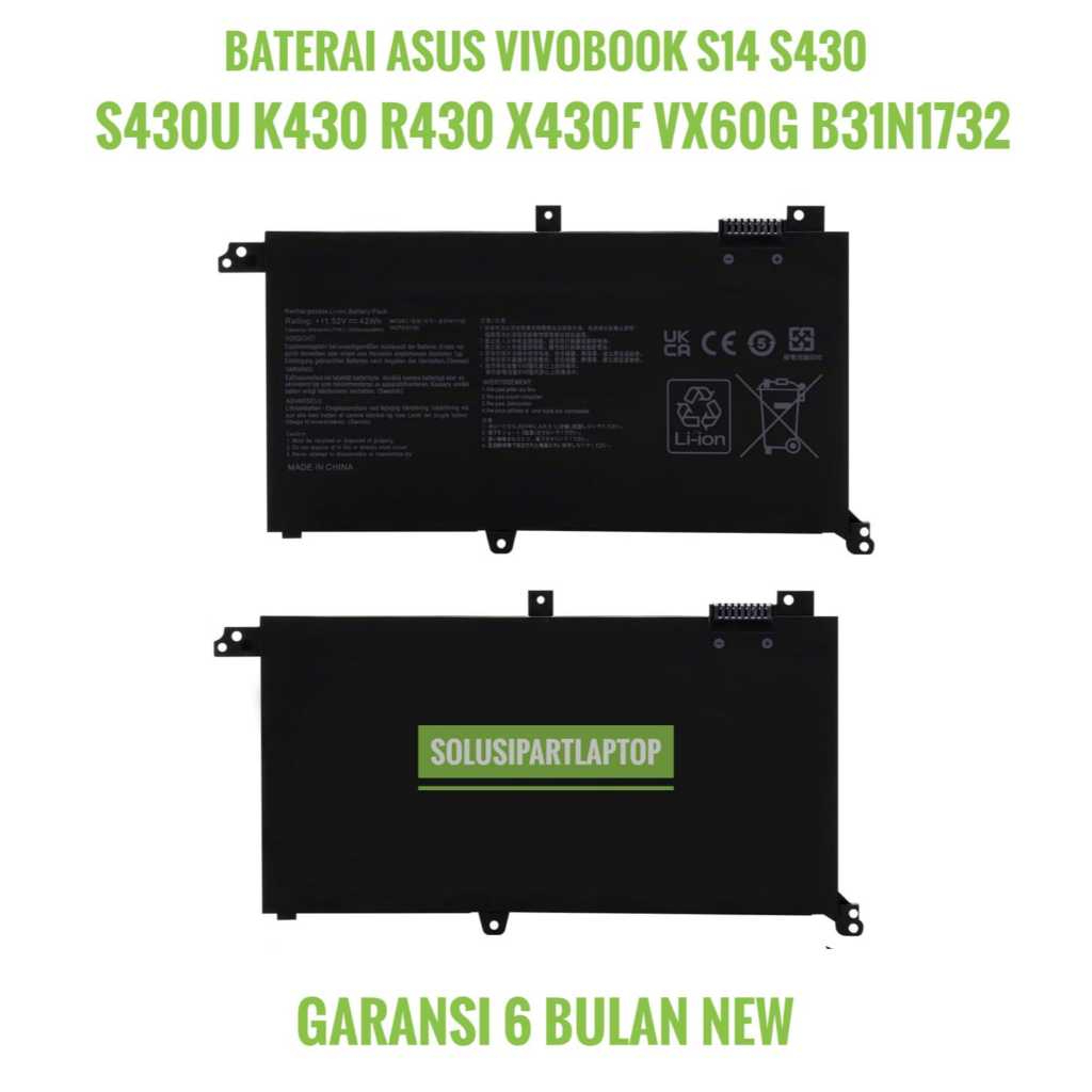 Baterai Asus Vivobook S14 S430UA X430UN X430FN K430UF S430FN V430FN B31N1732