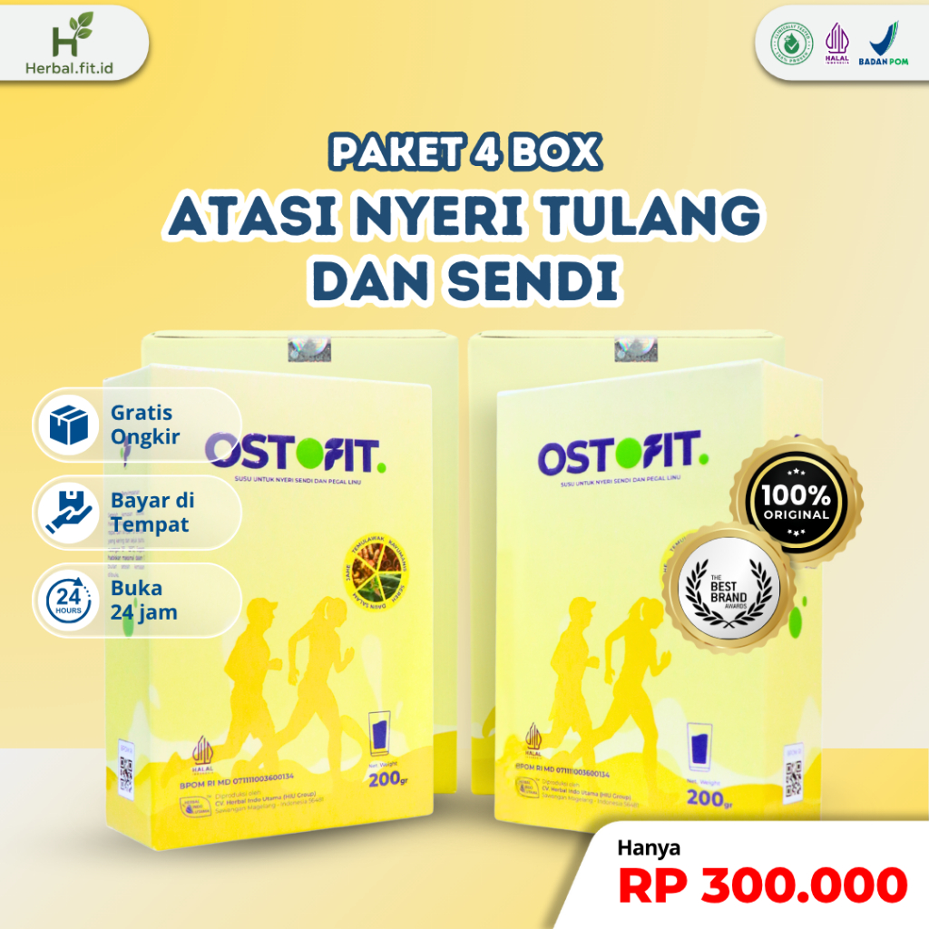 

Ostofit 4 Box - Bantu Mengatasi Permasalahan Nyeri Sendi dan Lutut 200gr