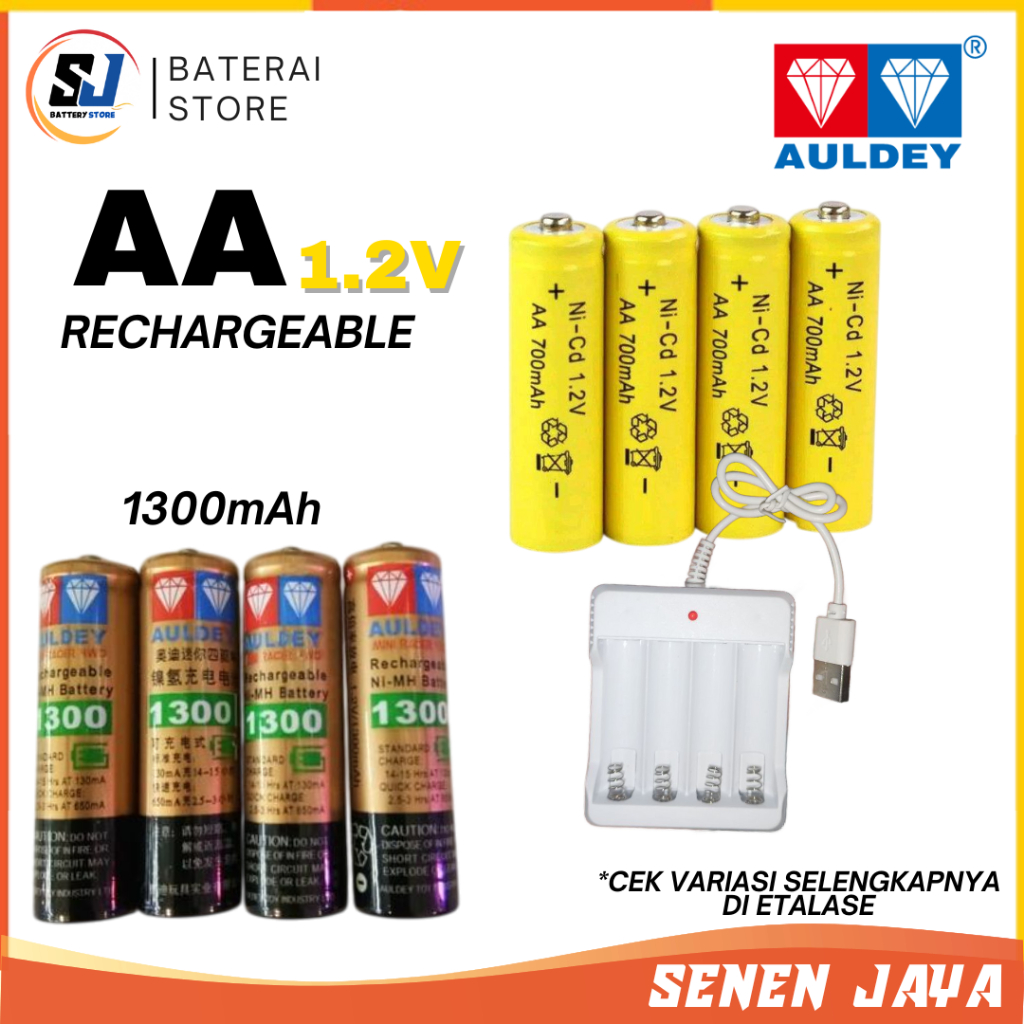 Baterai AA AULDEY 1.2V Batre AA Rechargeable AULDEY Batre Cas AA AULDEY Batre Tamiya AA Auldey