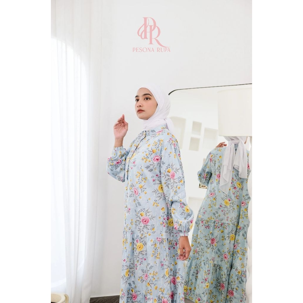 Lily Series - Sky Blue | Baju Wanita | Baju Muslimah | Midi Dress| Dress Muslimah Panjang | Gamis Wa